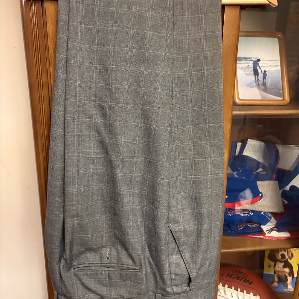 Perry Ellis Gray Plaid Men's Dress Pants